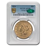 1854 $20 Liberty Gold Double Eagle AU-58 PCGS CAC (Large Date)