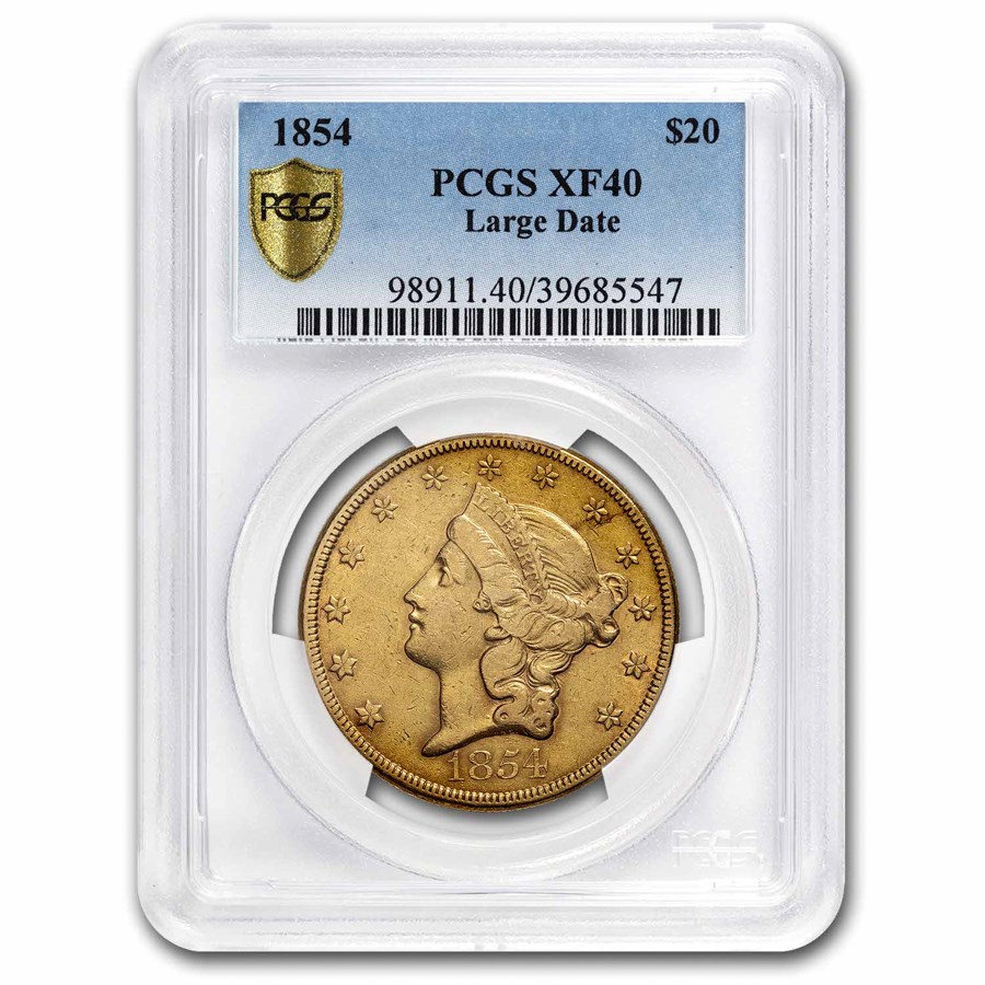 1854 $20 Liberty Gold Double Eagle XF-40 PCGS (Large Date)