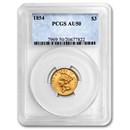 1854 $3 Gold Princess AU-50 PCGS