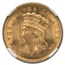 1854 $3 Gold Princess MS-63 NGC