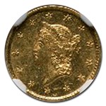 1854-D $1 Liberty Head Gold MS-61 NGC