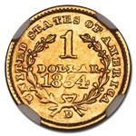 1854-D $1 Liberty Head Gold MS-61 NGC