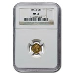 1854-D $1 Liberty Head Gold MS-61 NGC