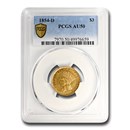 1854-D $3 Gold Princess AU-50 PCGS