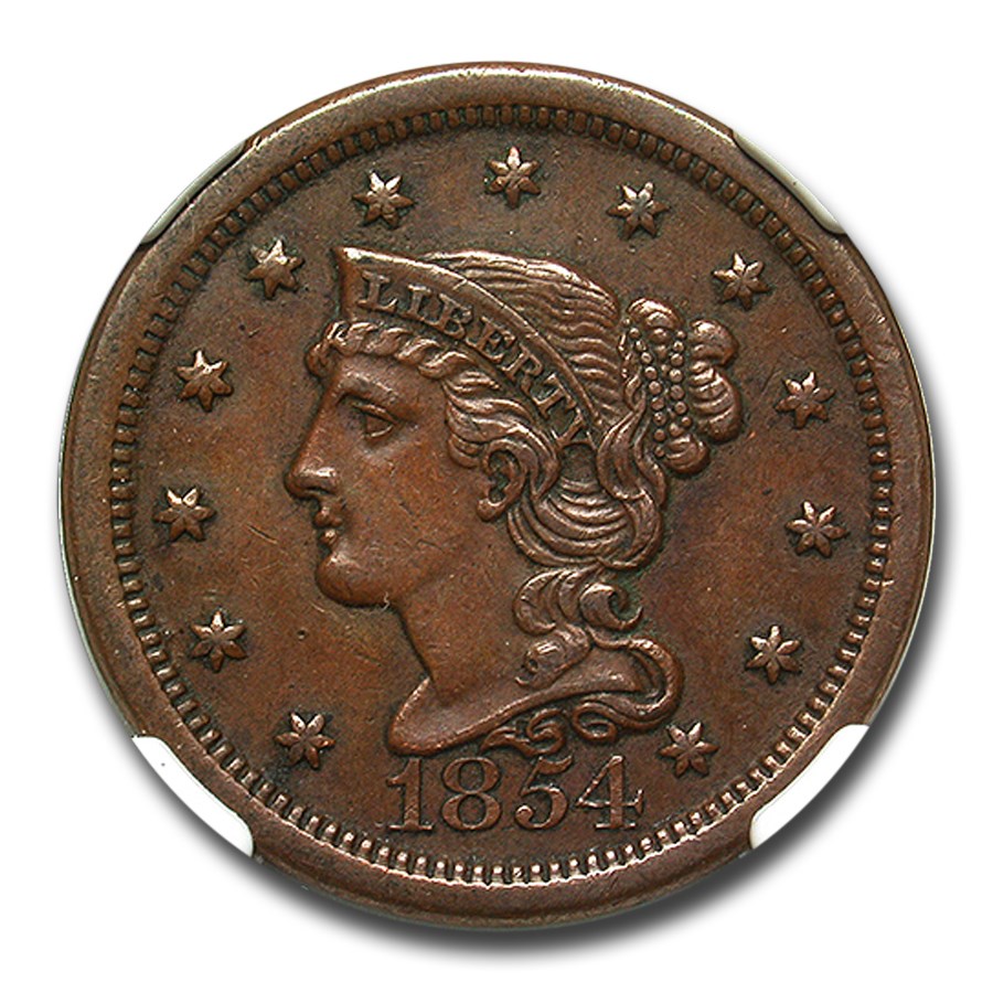 Buy 1854 Large Cent Au-55 Ngc 