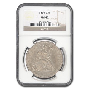 Buy 1854 Liberty Seated Dollar MS-62 NGC | APMEX