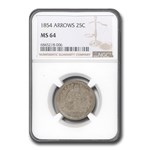 1854 Liberty Seated Quarter MS-64 NGC (Arrows)