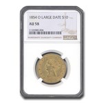 1854-O $10 Liberty Gold Eagle AU-58 NGC (Large Date)