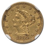 1854-O $2.50 Liberty Gold Quarter Eagle AU-55 NGC