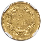 1854-O $3 Gold Princess AU-55 NGC