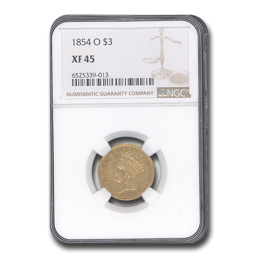 1854-O $3 Gold Princess XF-45 NGC