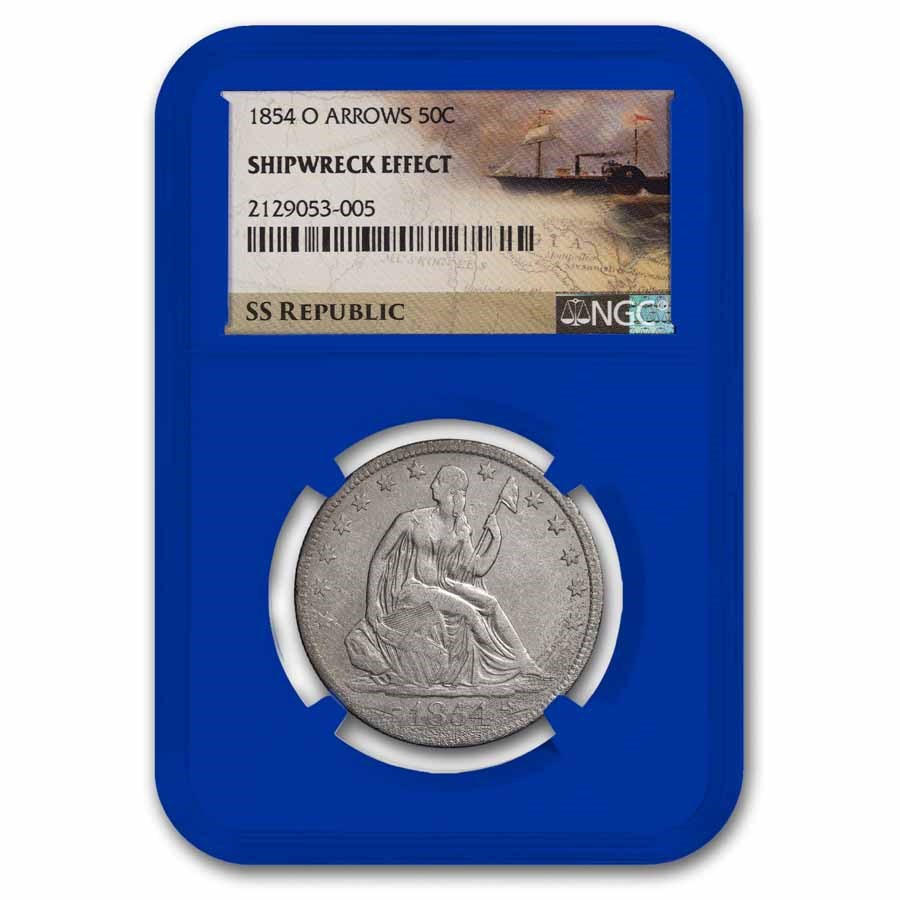 1854-O Liberty Seated Half w/Arrows SS-Republic Shipwreck NGC