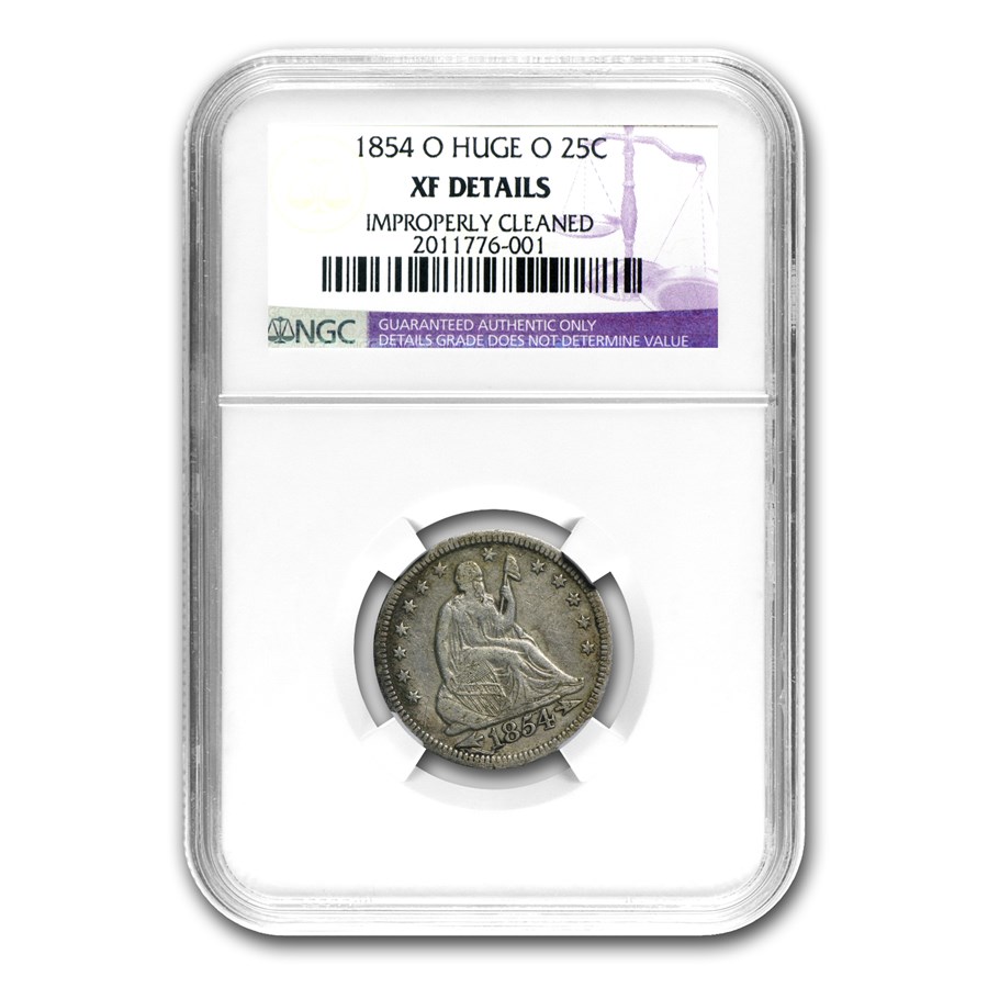 Buy 1854-O Liberty Seated Quarter Huge O NGC (Cleaned) | APMEX