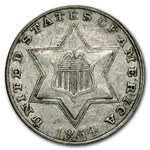 1854 Three Cent Silver AU