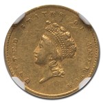 1855 $1 Indian Head Gold AU-55 NGC