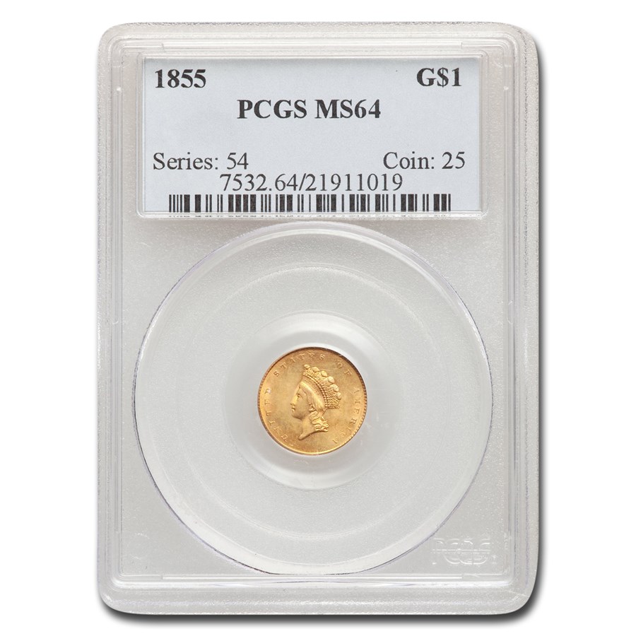 Buy 1855 $1 Indian Head Gold Dollar MS-64 PCGS | APMEX