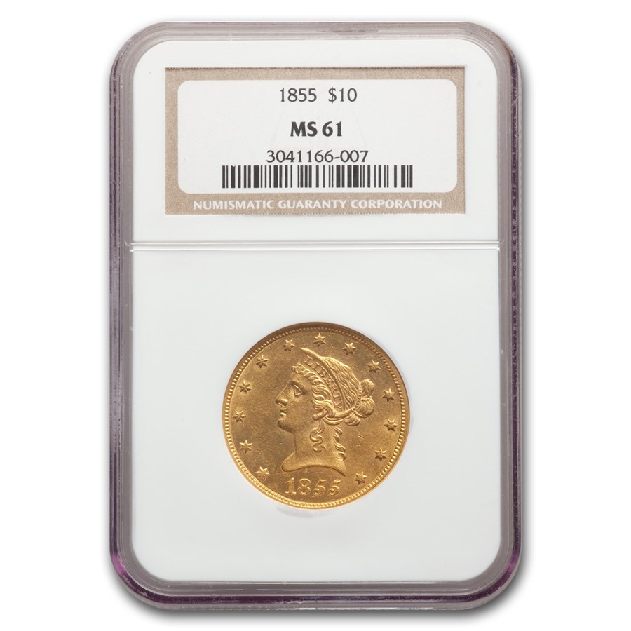 Buy 1855 $10 Liberty Gold Eagle MS-61 NGC | APMEX