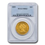 1855 $10 Liberty Gold Eagle MS-62 PCGS