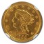 1855 $2.50 Liberty Gold Quarter Eagle MS-62 NGC
