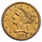 1855 $5 Liberty Gold Half Eagle XF