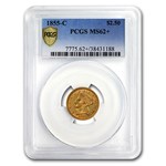 1855-C $2.50 Liberty Gold Quarter Eagle MS-62+ PCGS