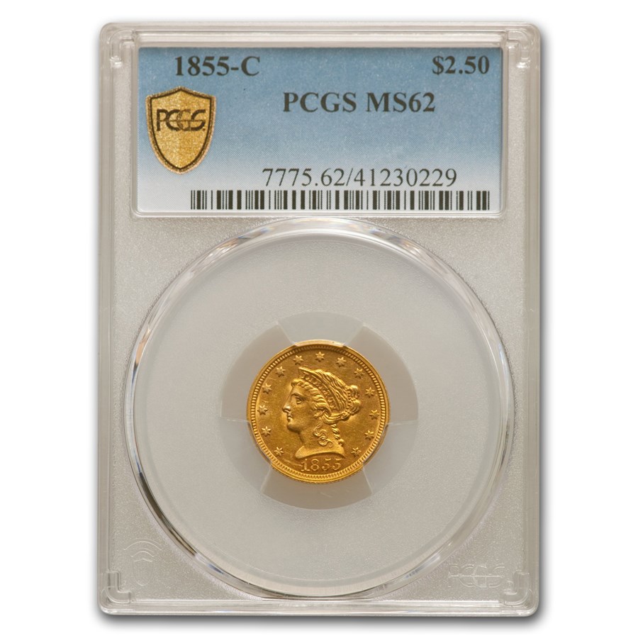 Buy 1855-C $2.50 Liberty Gold Quarter Eagle MS-62 PCGS | APMEX