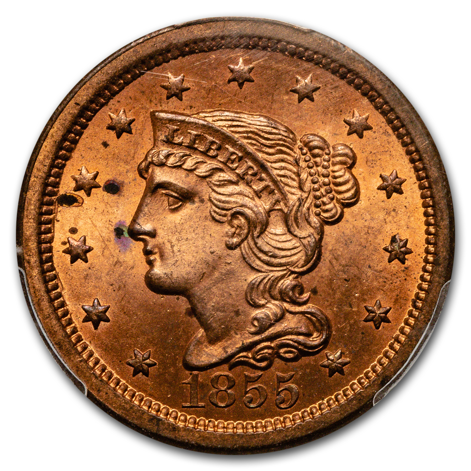 アンティークコイン 硬貨 1855 1c PCGS MS66 RD (Upright 55) ex: D.L.