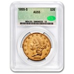 1855-S $20 Liberty Gold Double Eagle AU-55 CACG