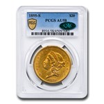 1855-S $20 Liberty Gold Double Eagle AU-58 PCGS