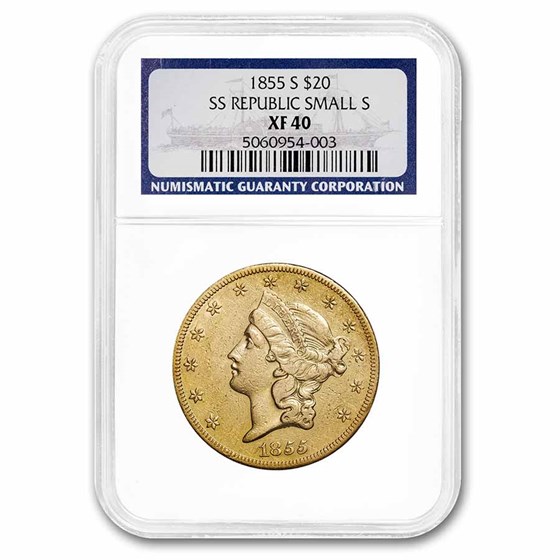 Buy 1855-s $20 Liberty Gold Double Eagle Xf-40 Ngc (ss Republic Sm S 