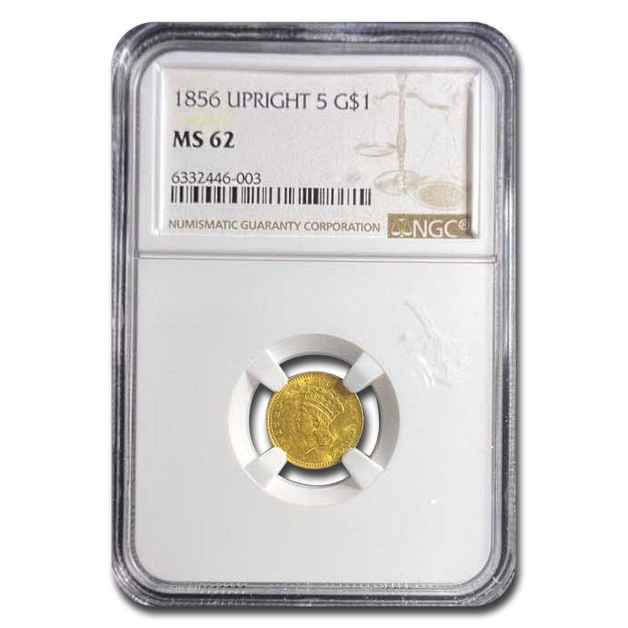 1856 $1 Indian Head Gold MS-62 NGC (Upright 5)