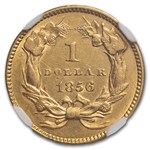 1856 $1 Indian Head Gold Slanted 5 AU-58 NGC