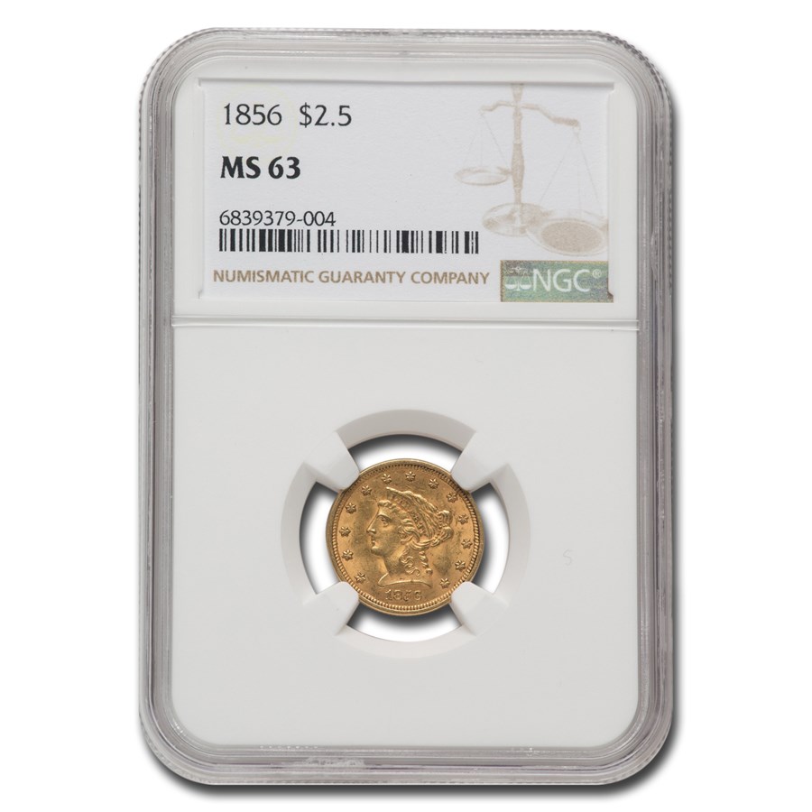 1856 $2.50 Liberty Gold Quarter Eagle MS-63 NGC