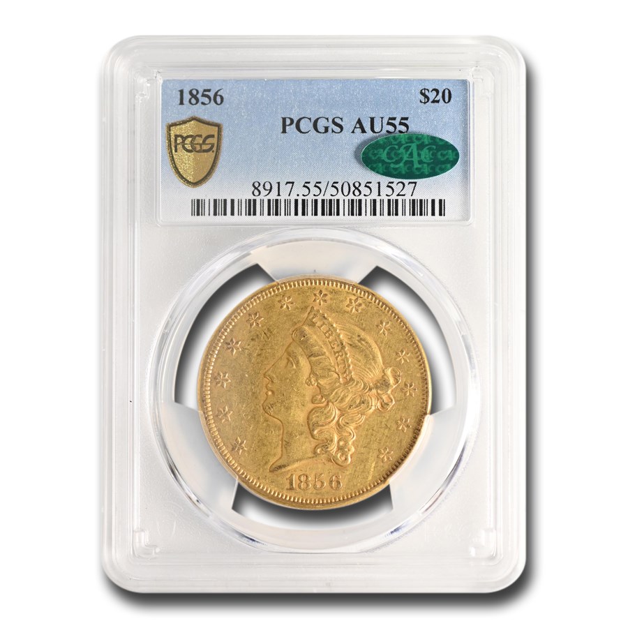 Buy 1856 $20 Liberty Gold Double Eagle AU-55 PCGS CAC | APMEX