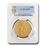 1856 $20 Liberty Gold Double Eagle AU-55 PCGS