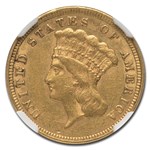 1856 $3 Gold Princess AU-53 NGC