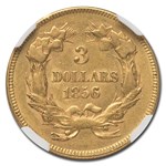 1856 $3 Gold Princess AU-53 NGC