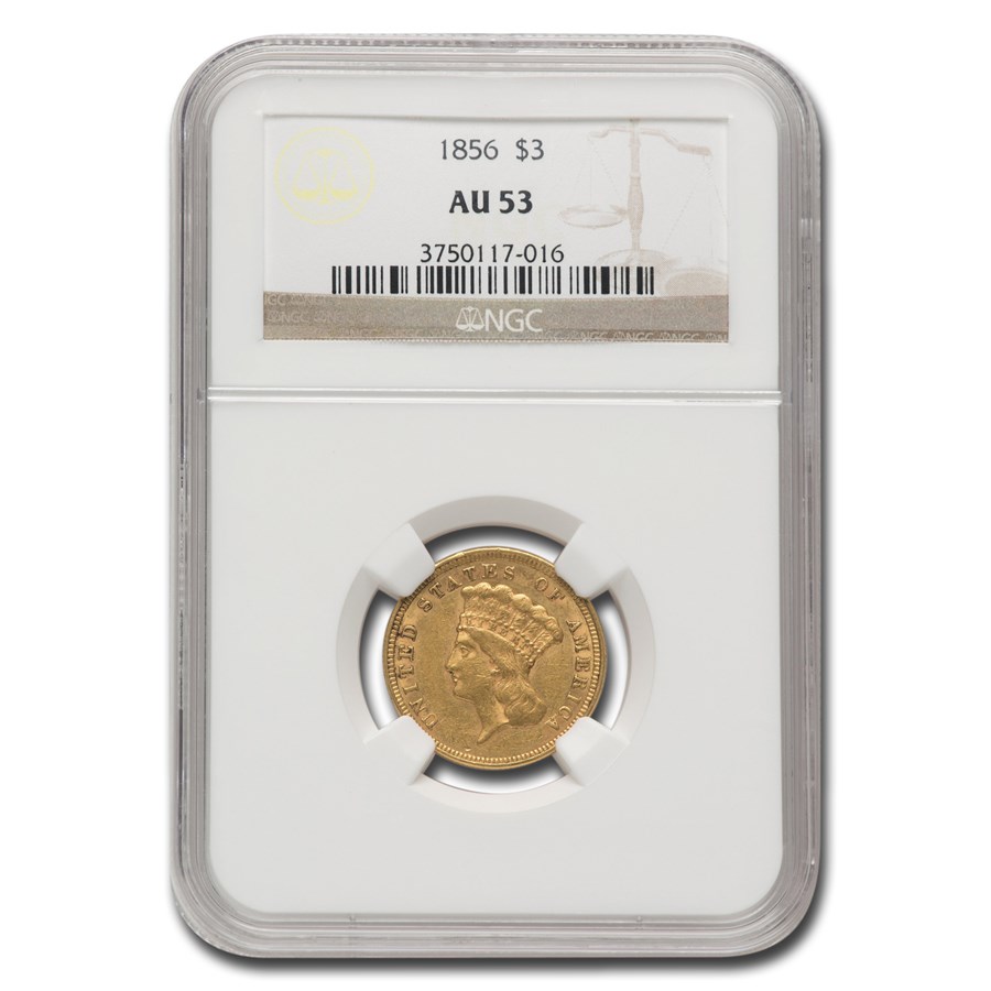 1856 $3 Gold Princess AU-53 NGC