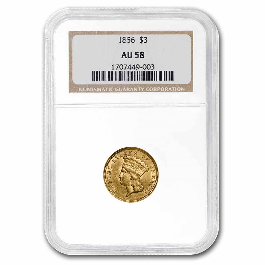 1856 $3 Gold Princess AU-58 NGC