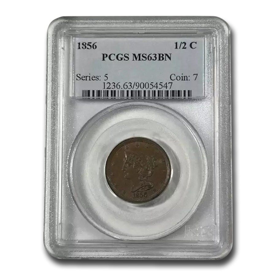 1856 Half Cent MS-63 PCGS (Brown)