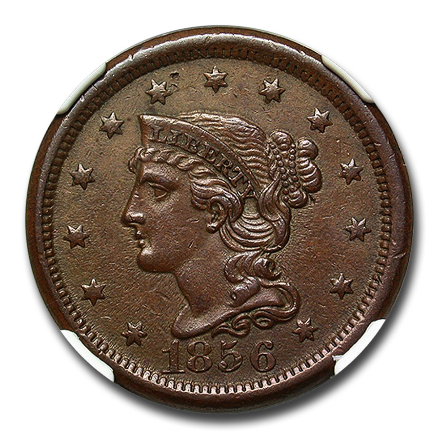 1856 Large Cent AU-58 NGC (Brown)