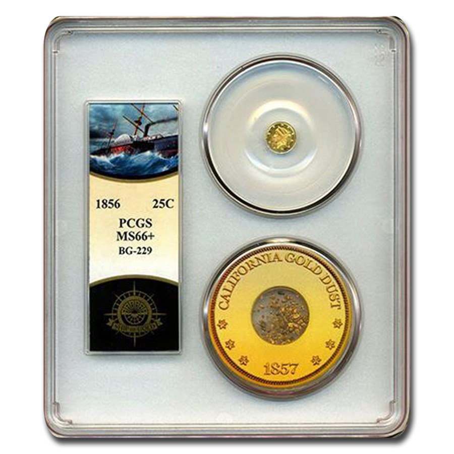 1856 Liberty Round 25 Cent Gold MS-66+ PCGS (BG-229 SS Cen. Am.)