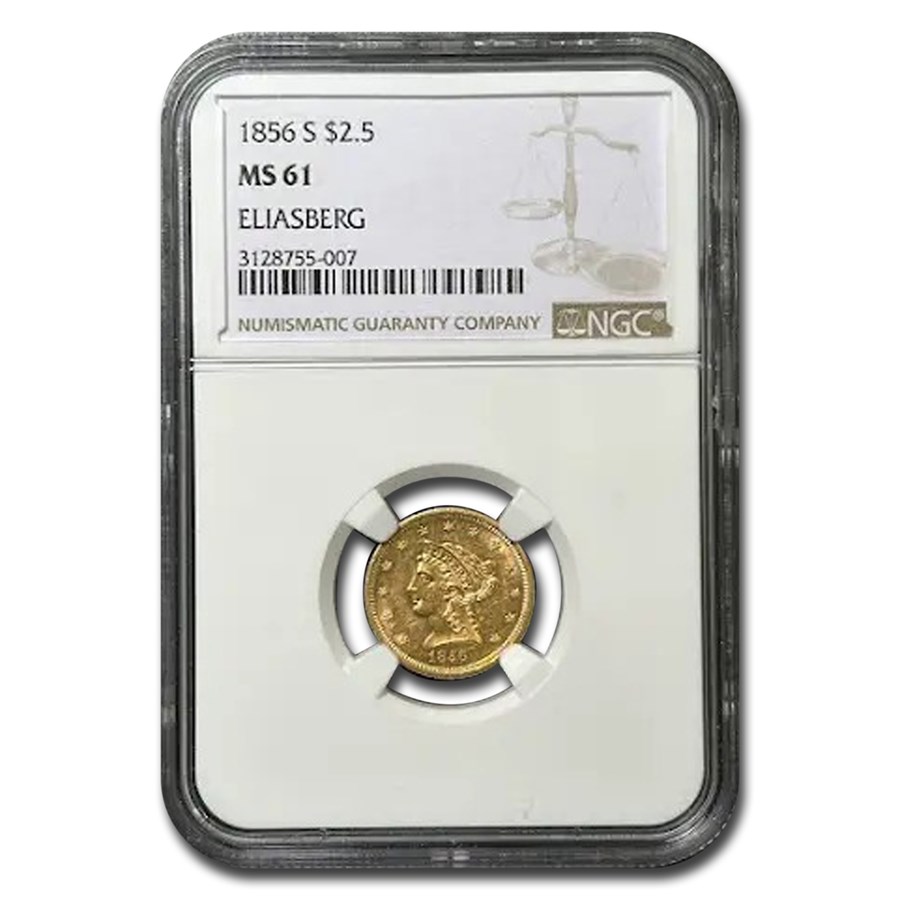 1856-S $2.50 Liberty Gold Quarter Eagle MS-61 NGC