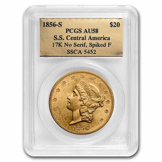 Buy 1856-S $20 Liberty Gold SS Central America AU-58 PCGS (No Serif ...