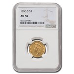 1856-S $3 Gold Princess AU-58 NGC