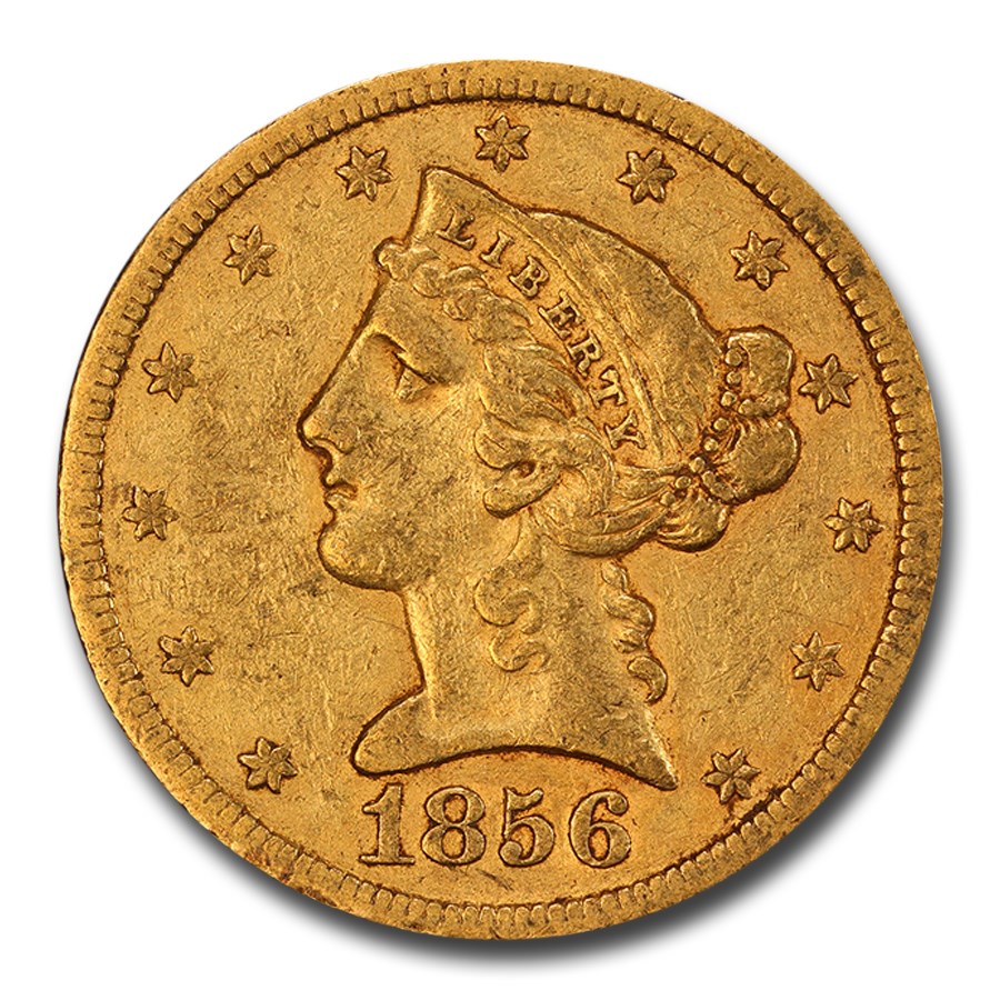 1856-S $5 Liberty Gold Half Eagle XF-45 PCGS CAC
