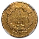 1856-S Gold $3 Princess Fine-15 NGC