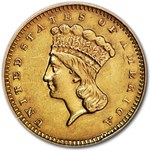 1857 $1 Indian Head Gold Dollar AU