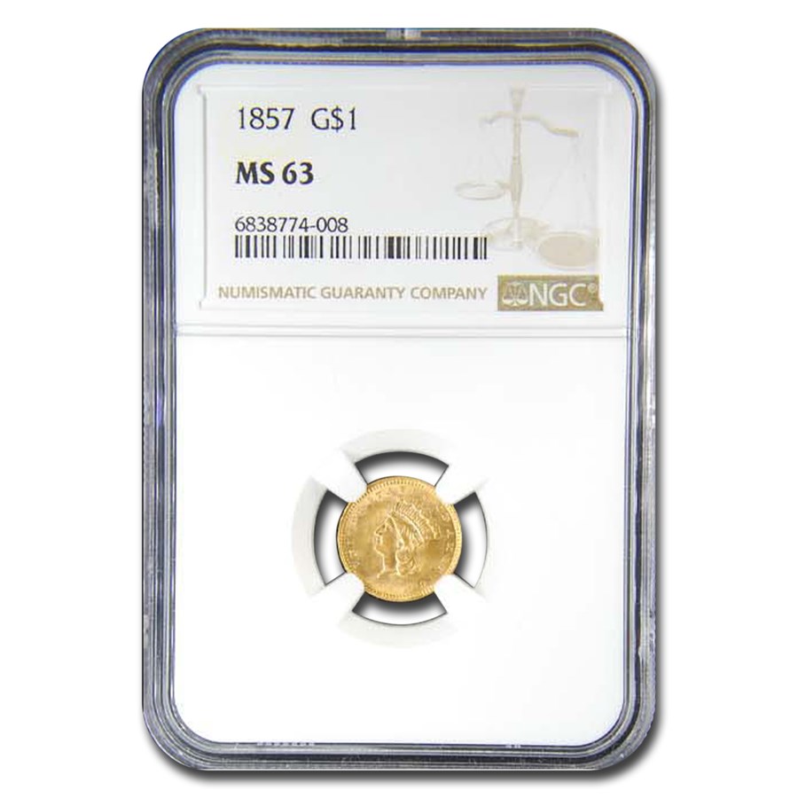 Buy 1857 $1 Indian Head Gold MS-63 NGC | APMEX