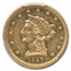 1857 $2.50 Liberty Gold Quarter Eagle AU-53 PCGS